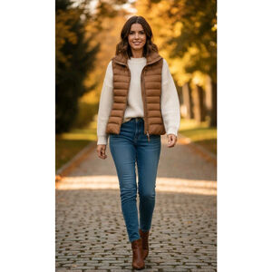 Soia & Kyo Women's Size XS Lightweight Puffer Caramel Quilted Vest